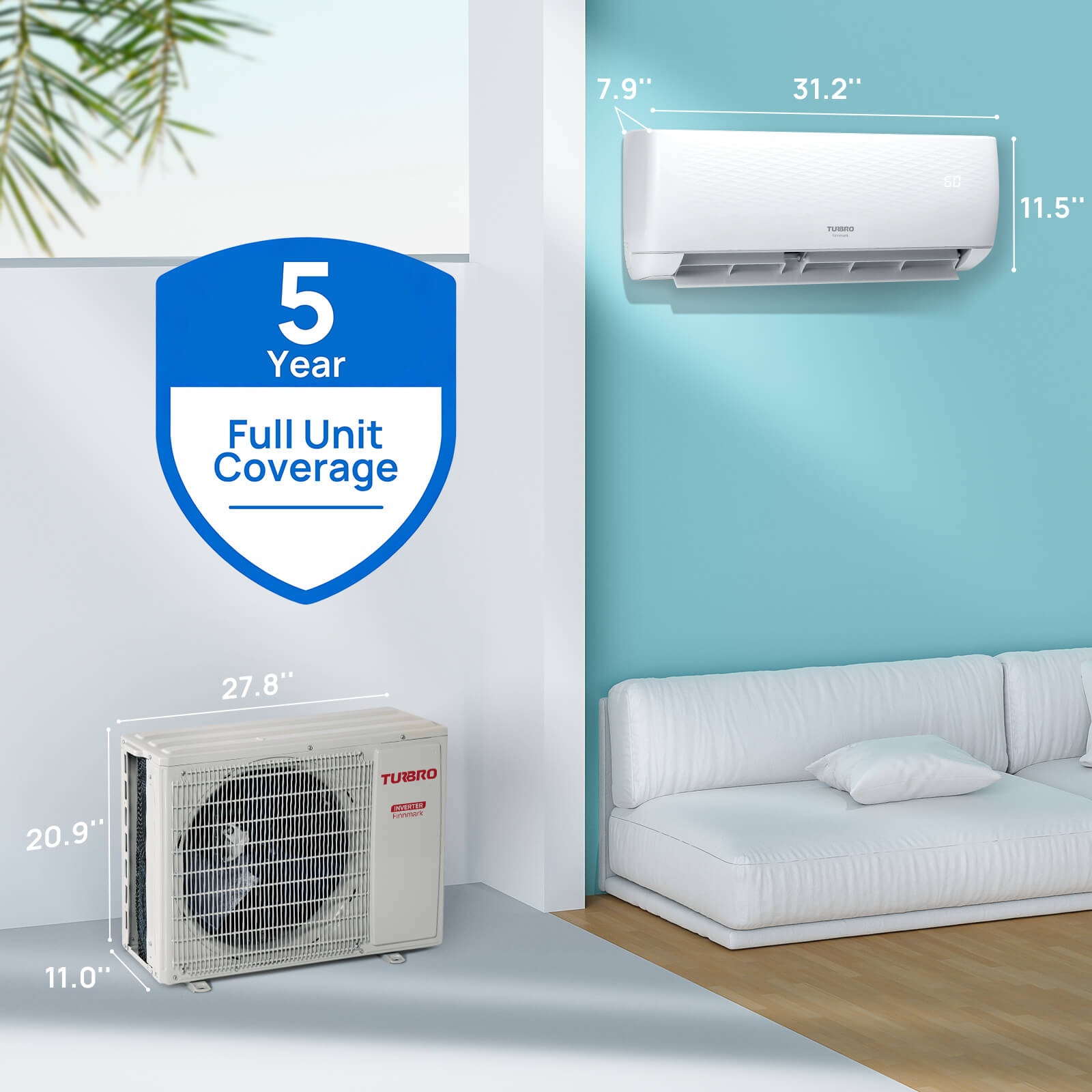 Finnmark 9,000 BTU Single Zone WiFi Mini Split AC (R32)