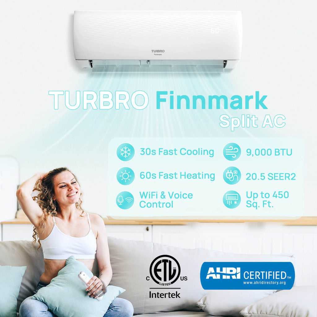 Finnmark 9,000 BTU Single Zone WiFi Mini Split AC (R32)