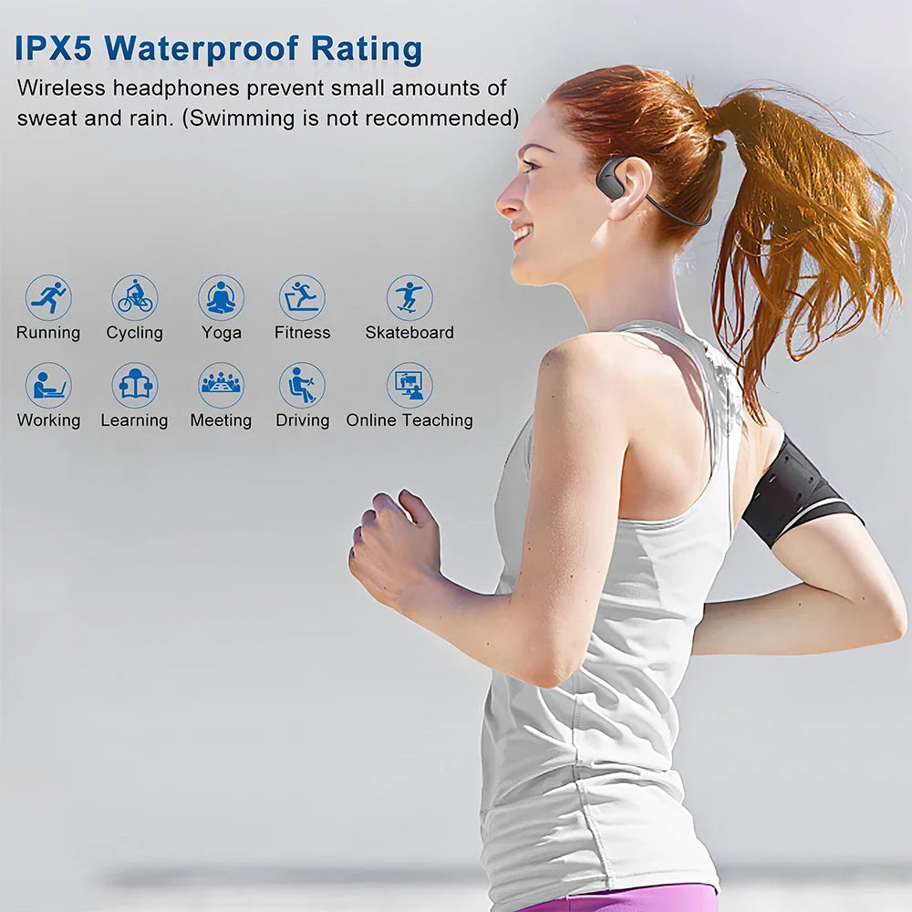Mpow G9 Bluetooth 5.3 Earphones with Removable Microphone Noise Cancelling Open Ear Handsfree Business Headset Office Driving