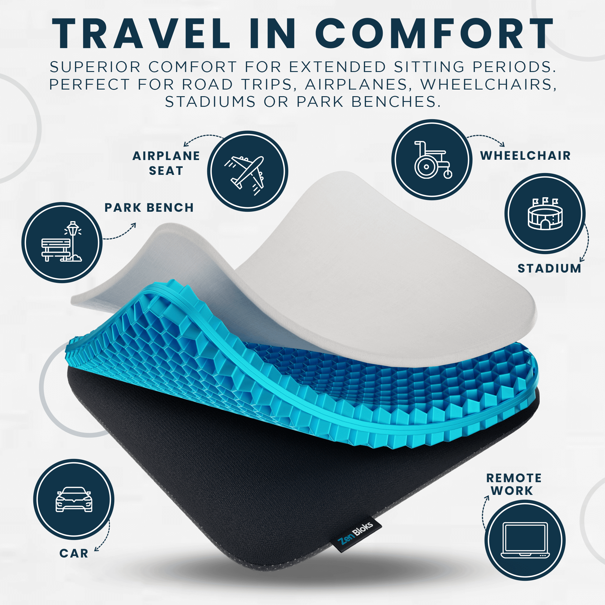 XL Gel Seat Cushion for Office Chair Car Truck Gaming Chairs